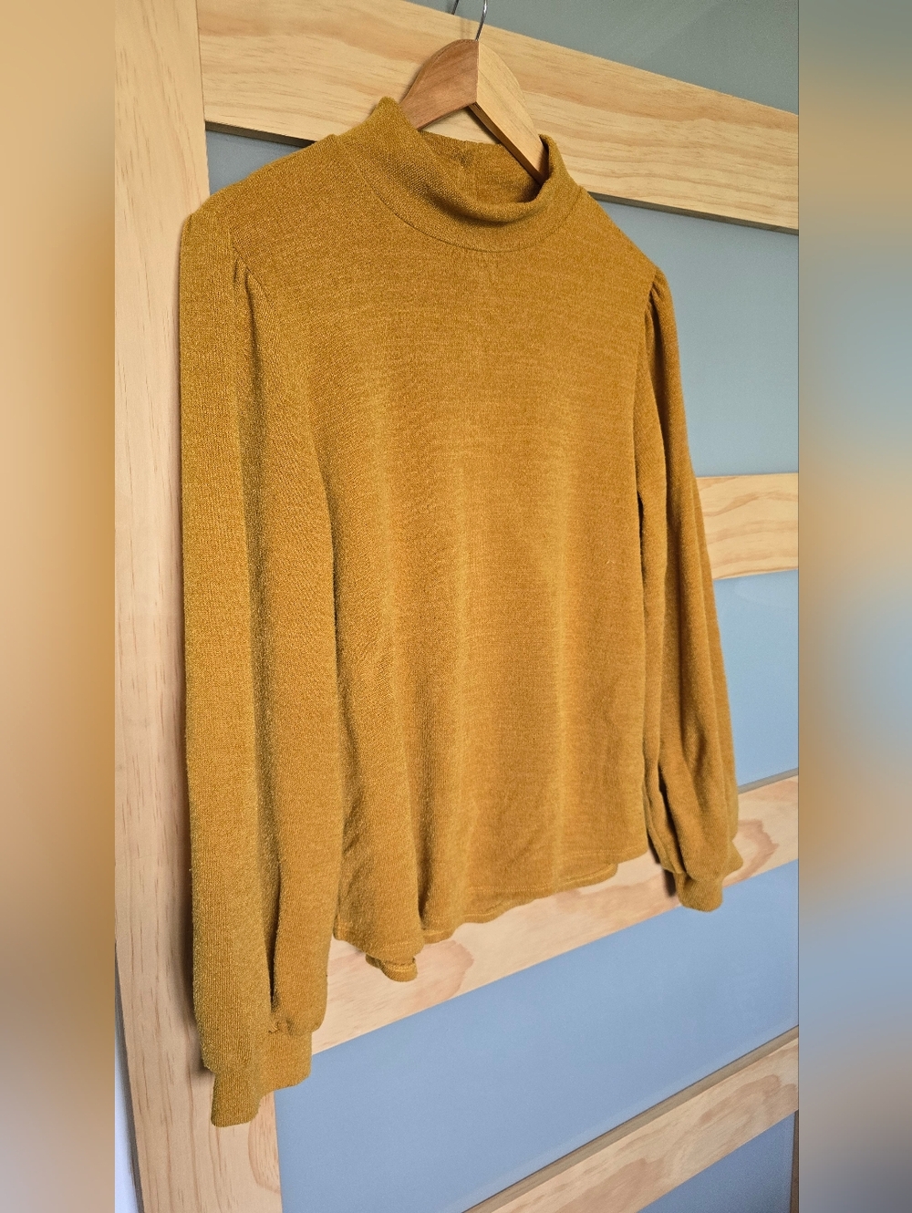 Mustard Mock Turtleneck Long Sleeve Top